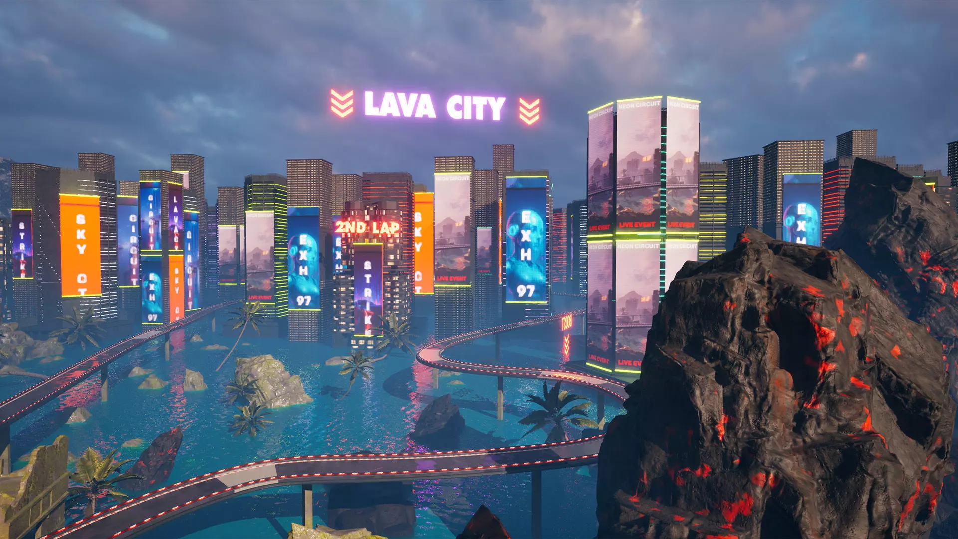 Chrono-Circuit Game Environment Sci-Fi Race Track Low-poly 3D model_12