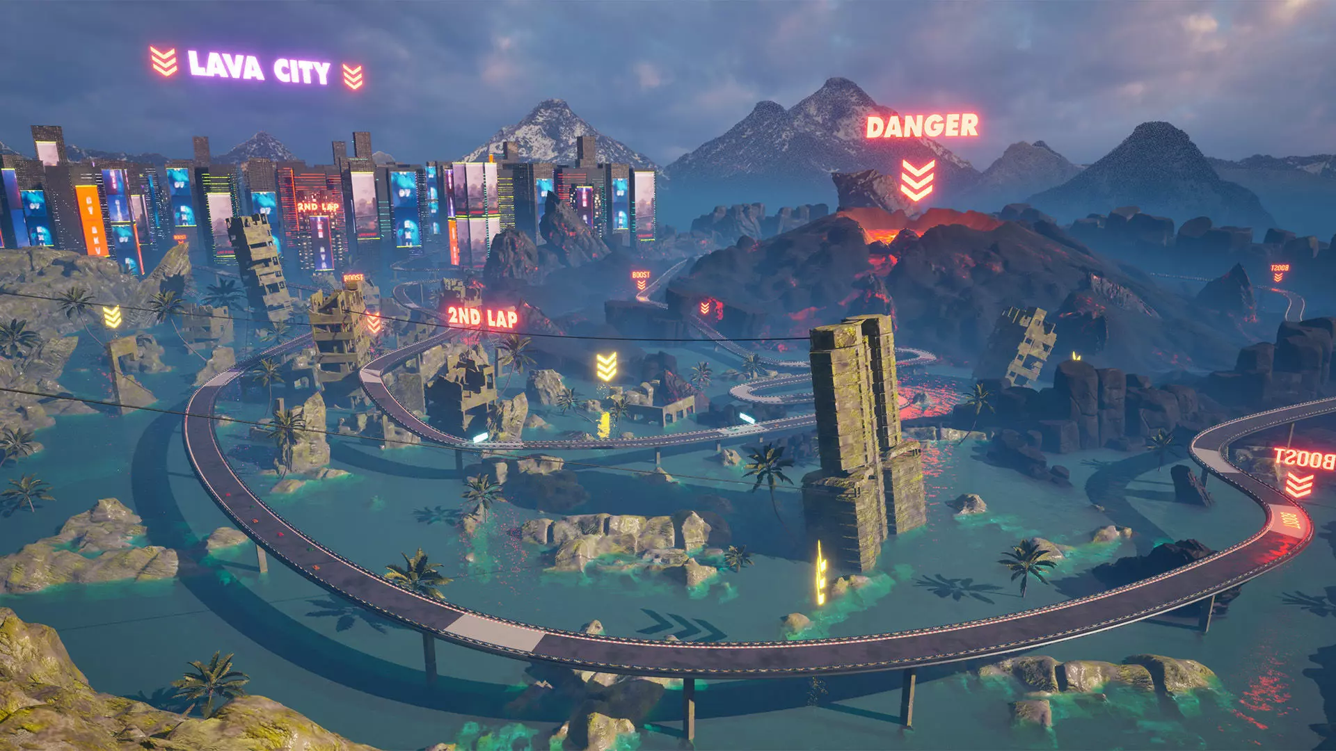 Chrono-Circuit Game Environment Sci-Fi Race Track Low-poly 3D model_4