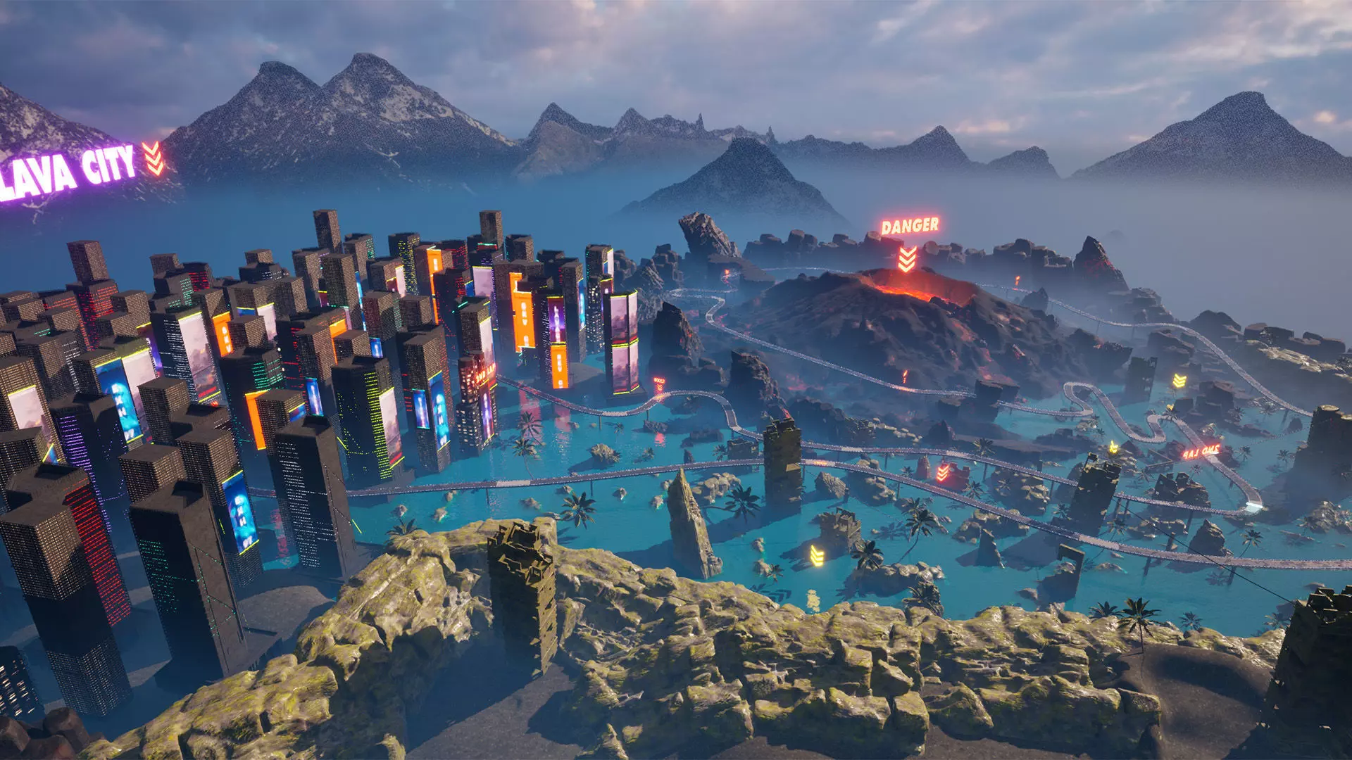 Chrono-Circuit Game Environment Sci-Fi Race Track Low-poly 3D model_0