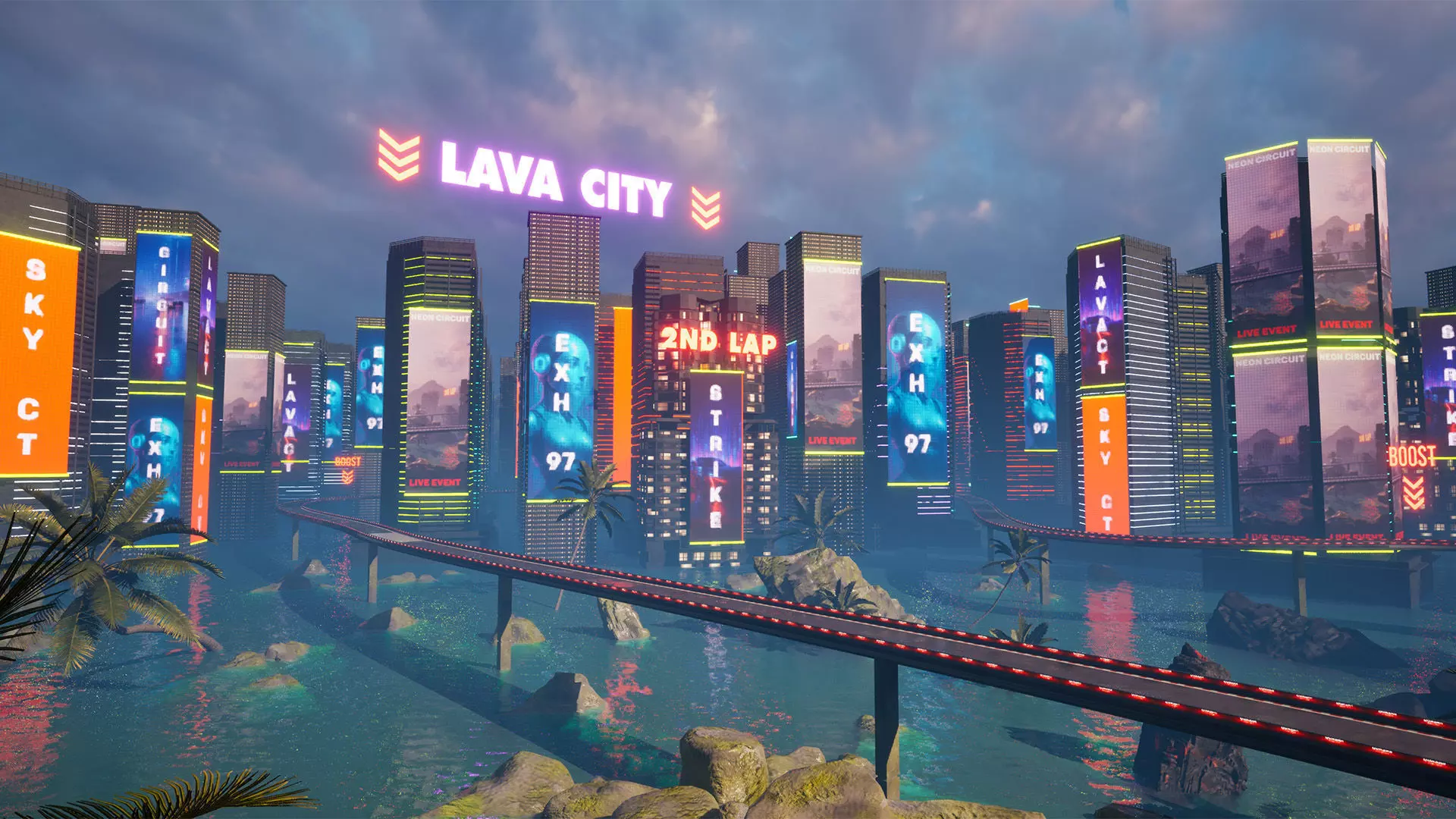 Chrono-Circuit Game Environment Sci-Fi Race Track Low-poly 3D model_5