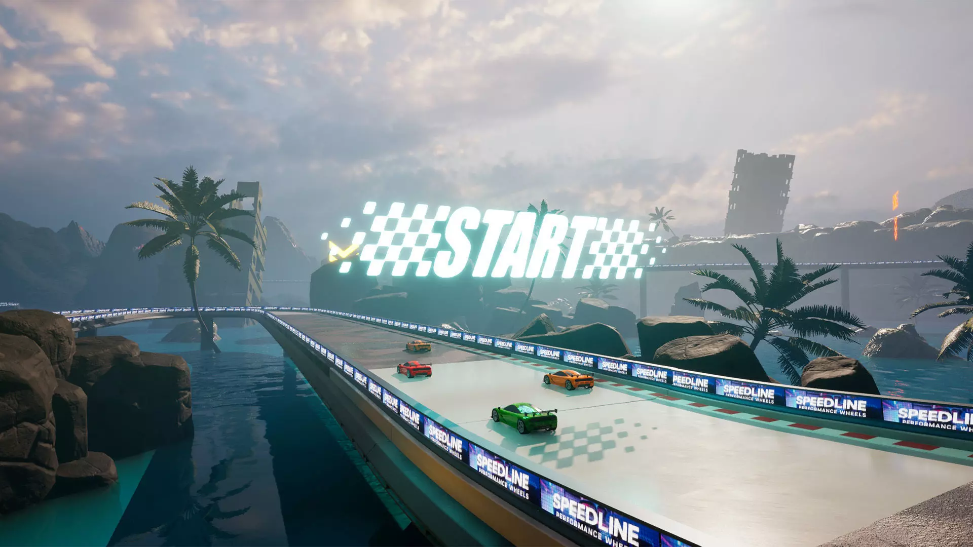 Chrono-Circuit Game Environment Sci-Fi Race Track Low-poly 3D model_7