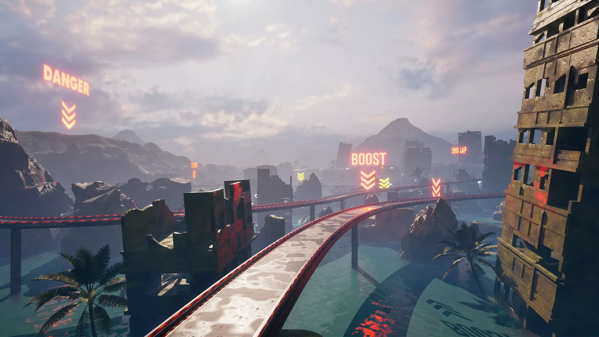 Chrono-Circuit Game Environment Sci-Fi Race Track Low-poly 3D model_3