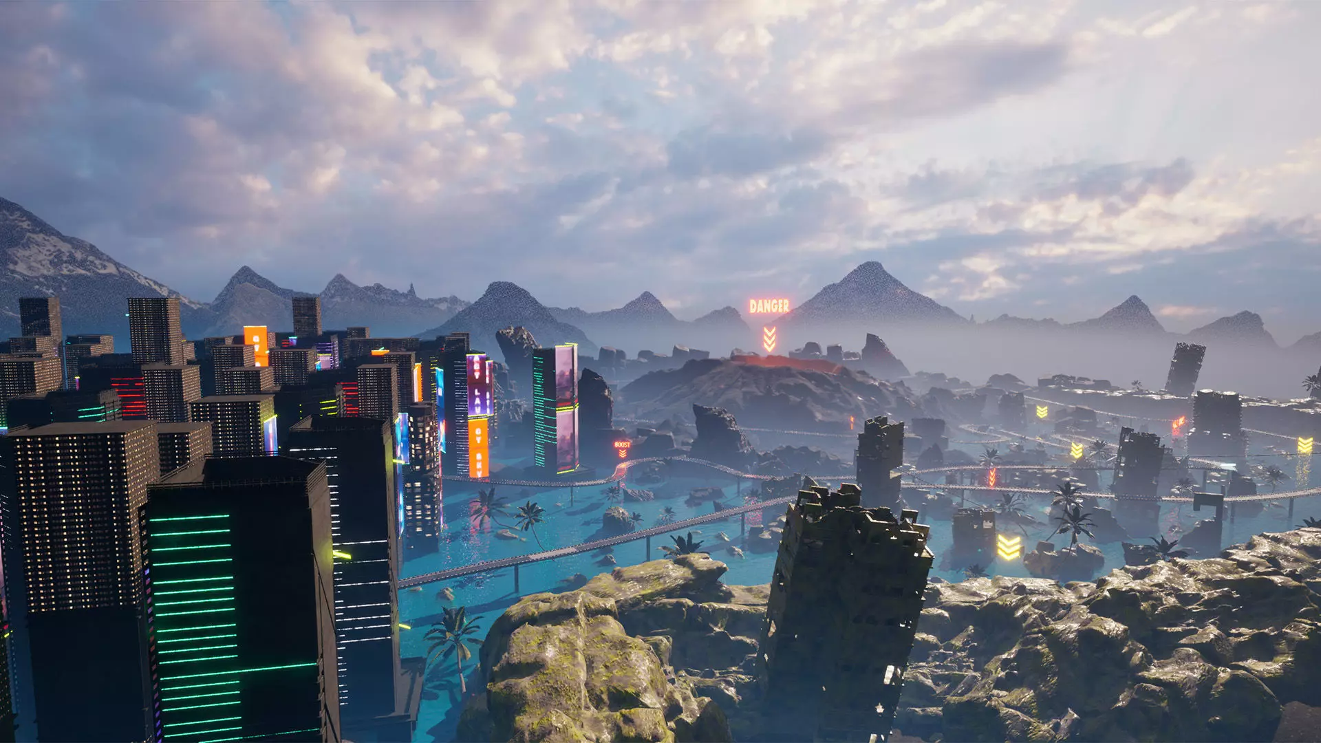 Chrono-Circuit Game Environment Sci-Fi Race Track Low-poly 3D model_13