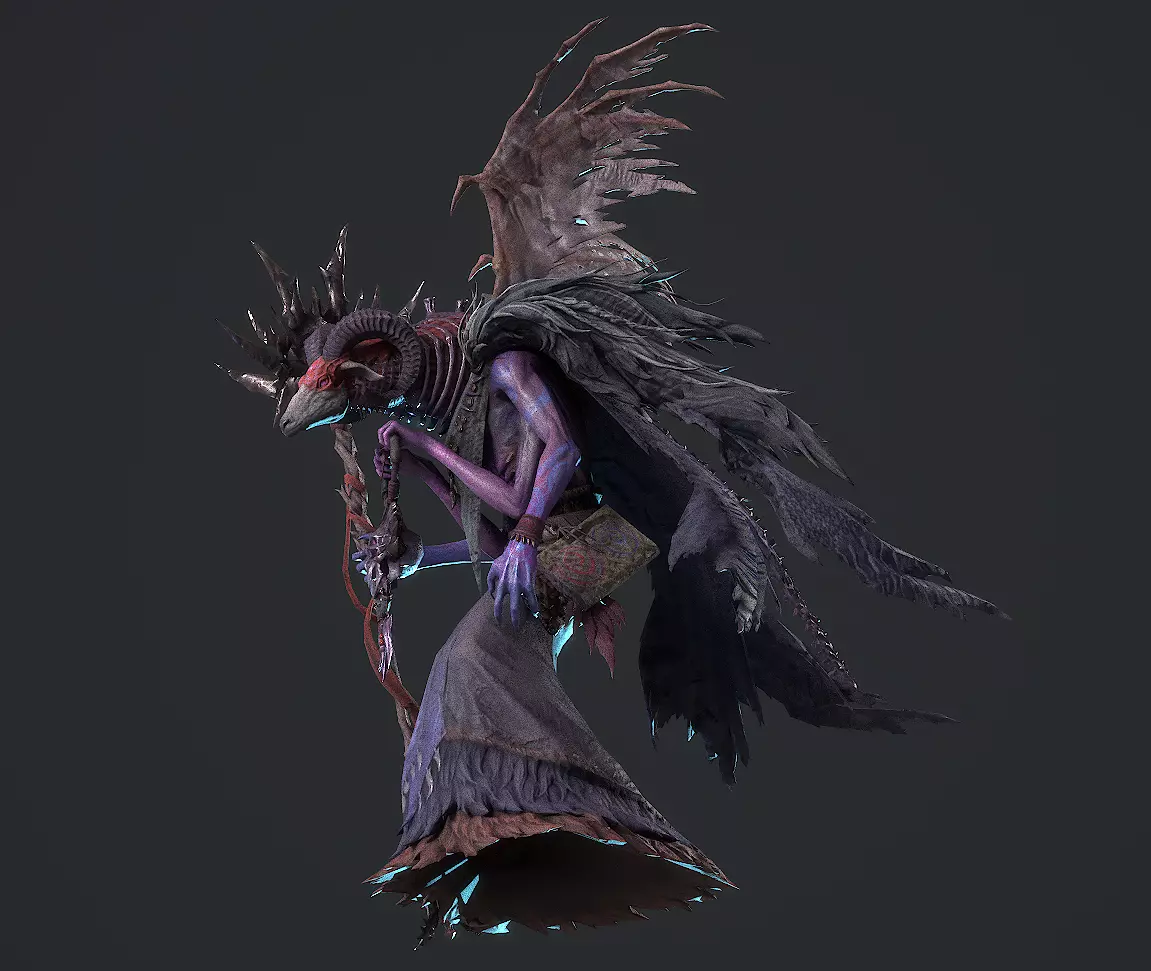 sheep-headed wizard Low-poly 3D model_13