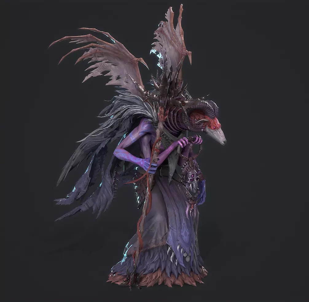 sheep-headed wizard Low-poly 3D model_8