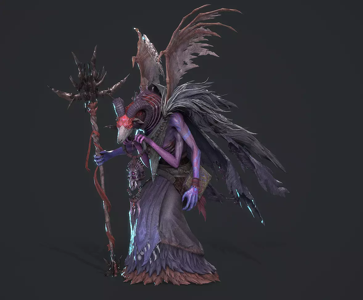 sheep-headed wizard Low-poly 3D model_10