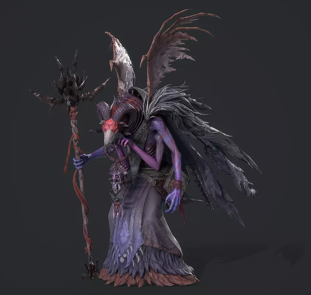 sheep-headed wizard Low-poly 3D model_2