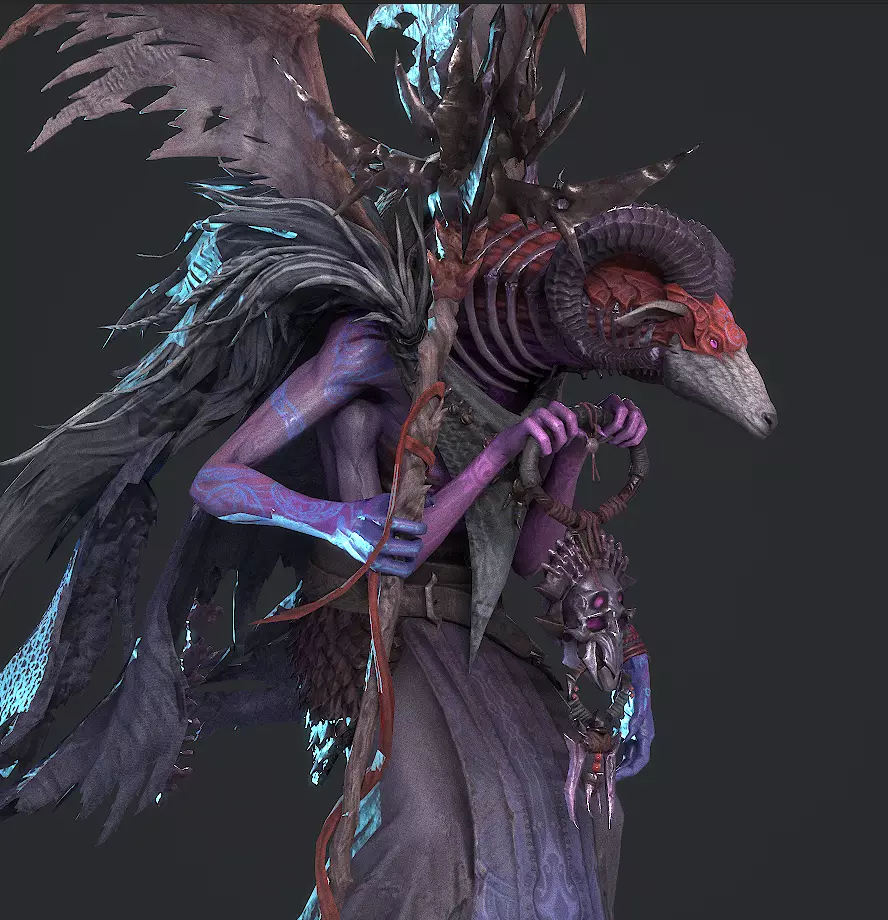 sheep-headed wizard Low-poly 3D model_11