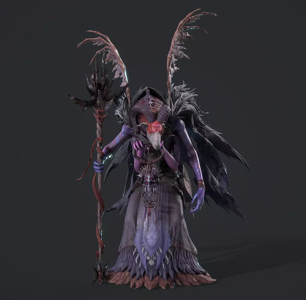 sheep-headed wizard Low-poly 3D model_0