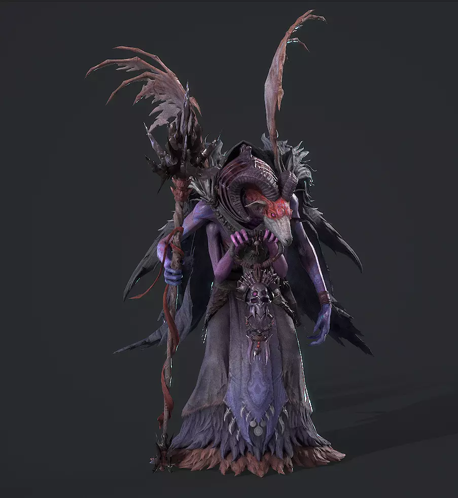 sheep-headed wizard Low-poly 3D model_9