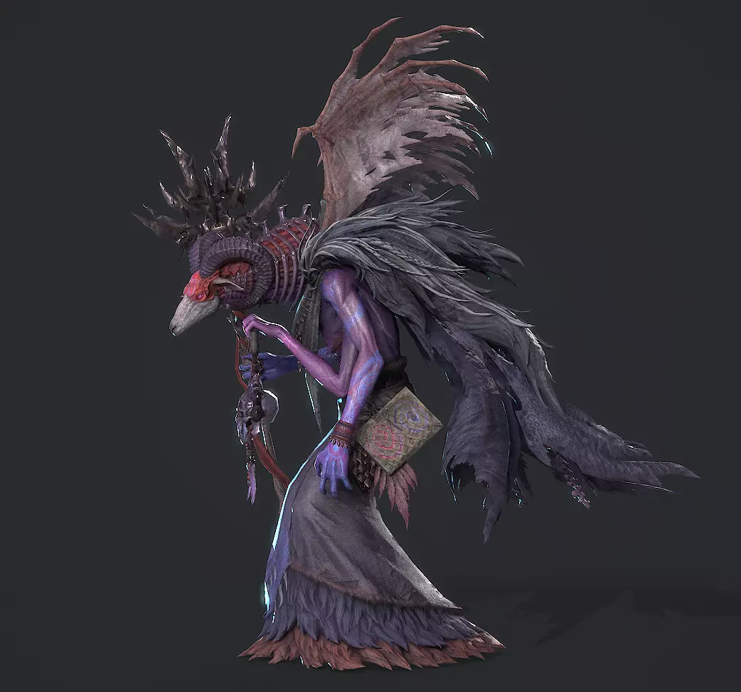 sheep-headed wizard Low-poly 3D model_3