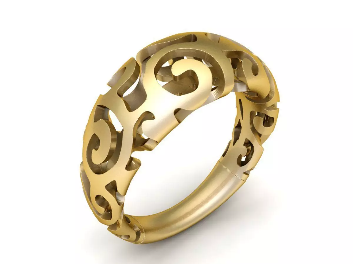 gold filigree ring 3D print model_0