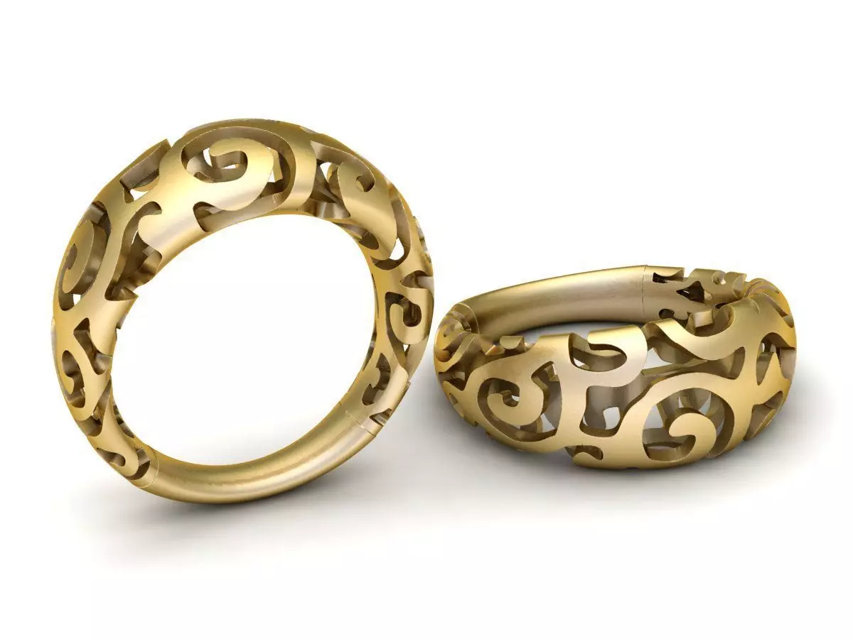 gold filigree ring 3D print model_1