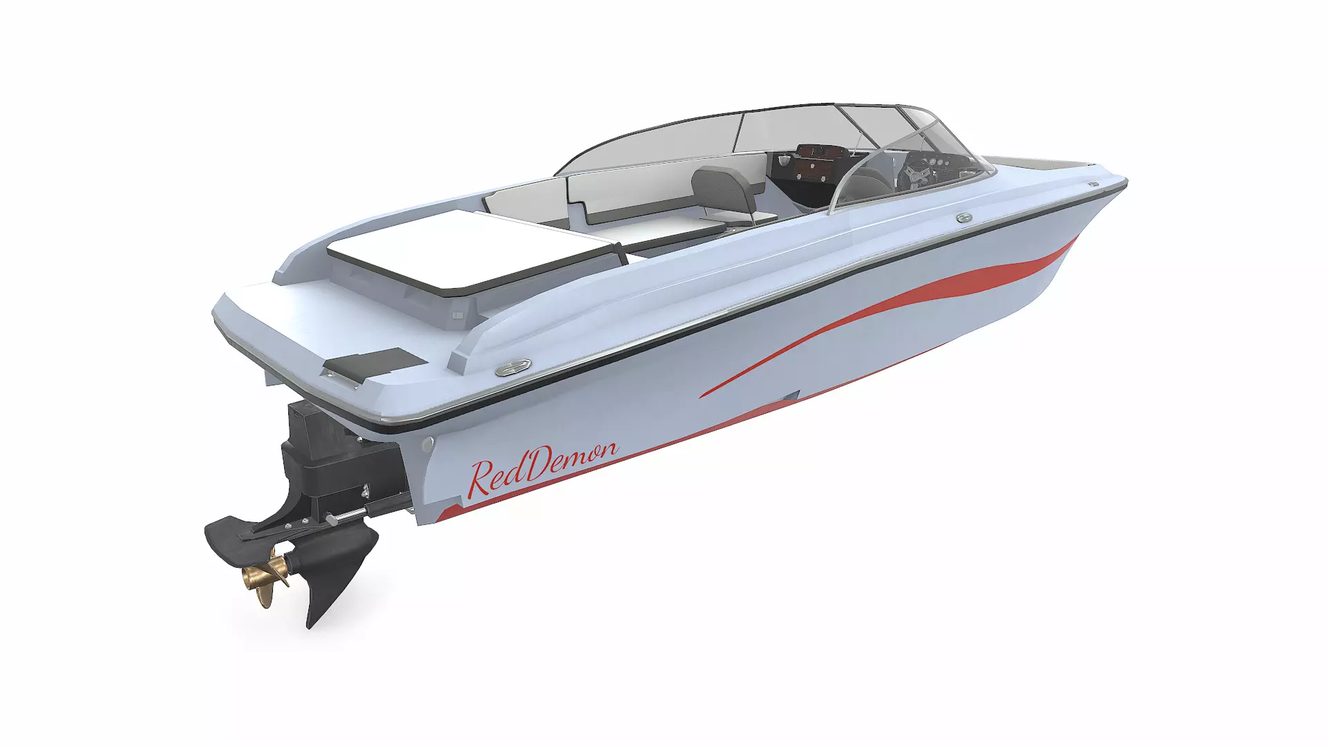 Speedboat 016 Low-poly PBR Low-poly 3D model_9