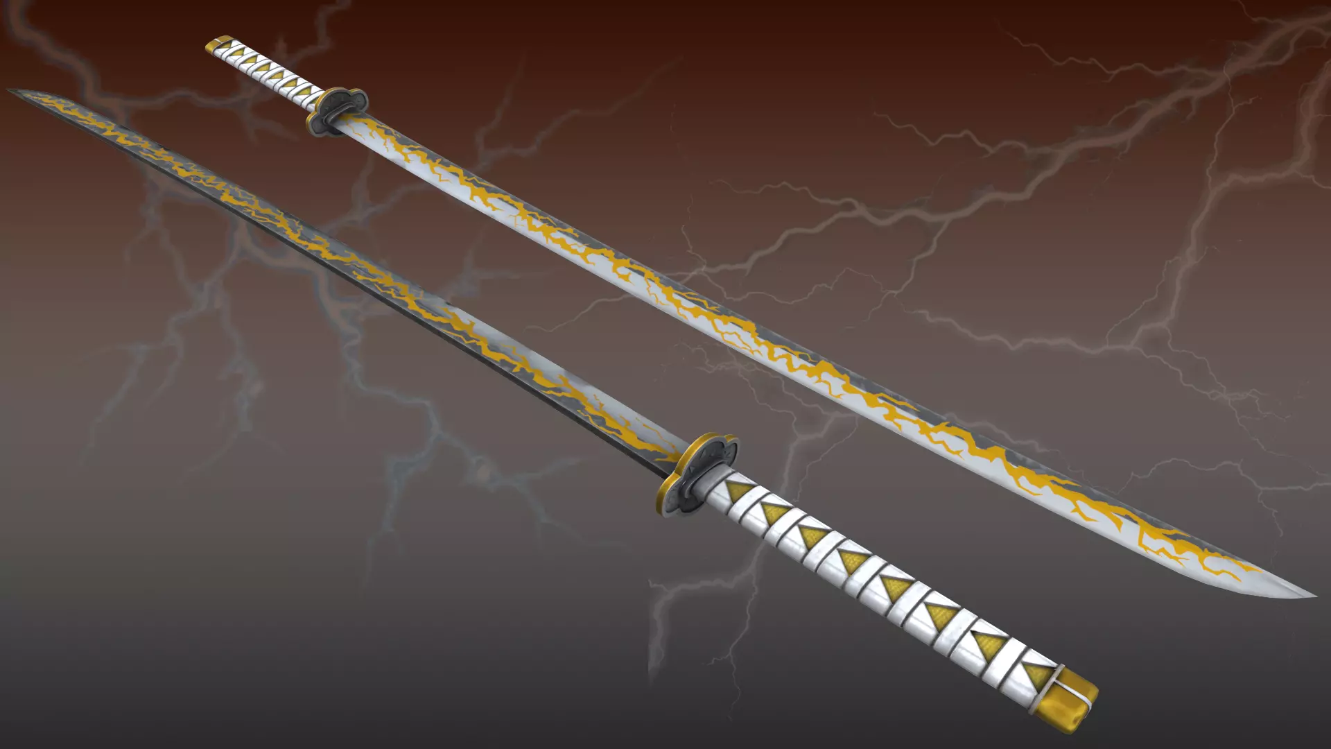 Demon Slayer Zenitsu Agatsuma Nichrin Sword Low-poly 3D model_7