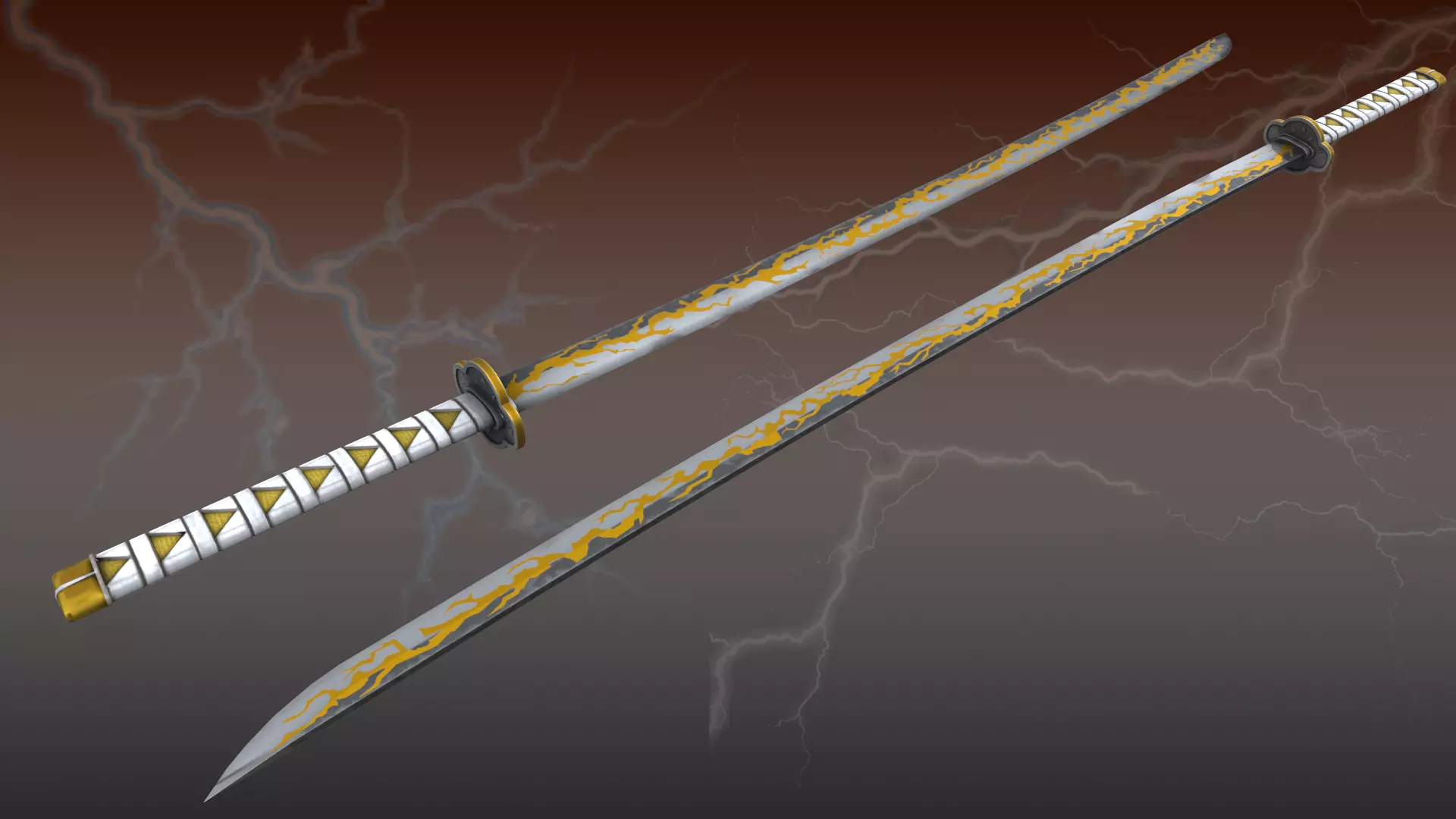 Demon Slayer Zenitsu Agatsuma Nichrin Sword Low-poly 3D model_9