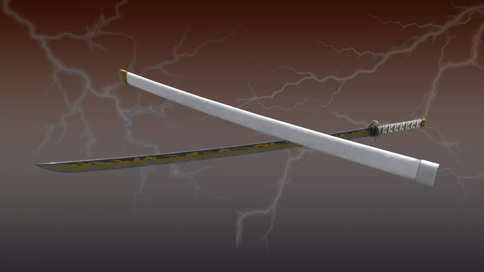 Demon Slayer Zenitsu Agatsuma Nichrin Sword Low-poly 3D model_2