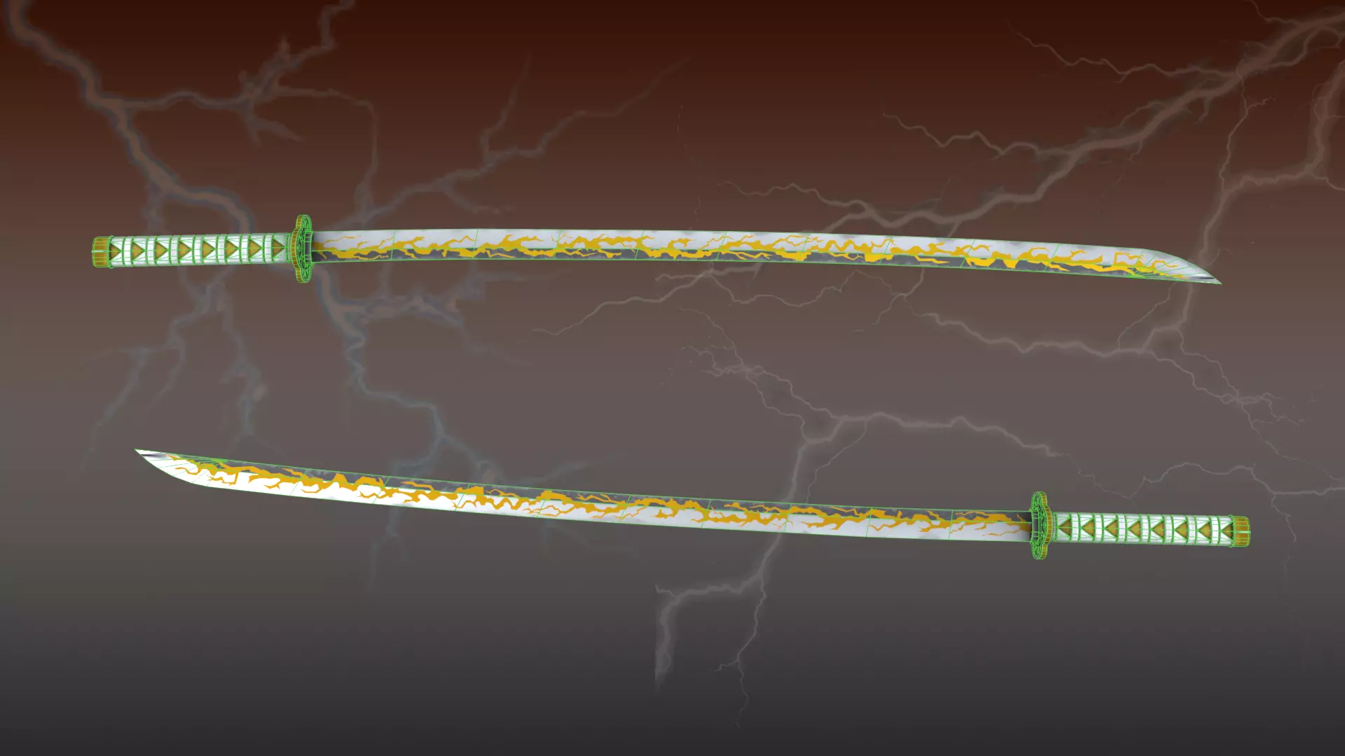 Demon Slayer Zenitsu Agatsuma Nichrin Sword Low-poly 3D model_4