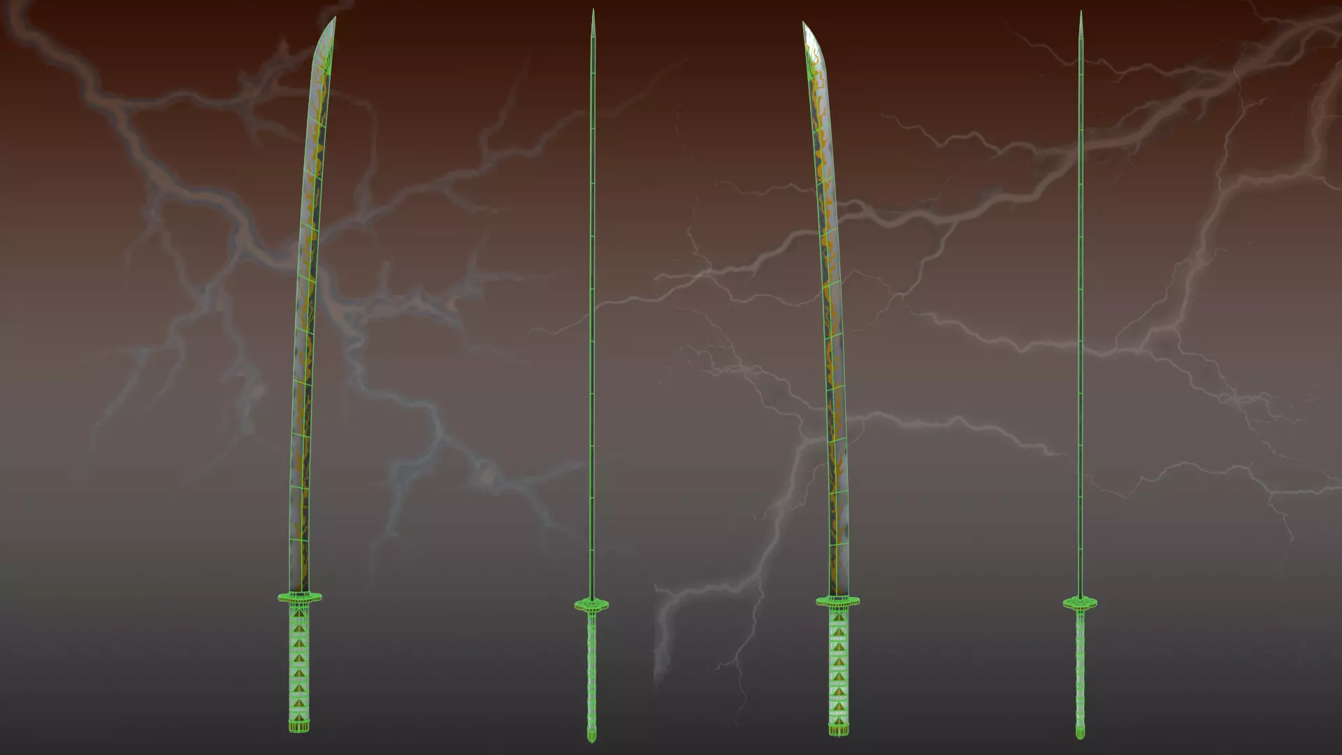 Demon Slayer Zenitsu Agatsuma Nichrin Sword Low-poly 3D model_12