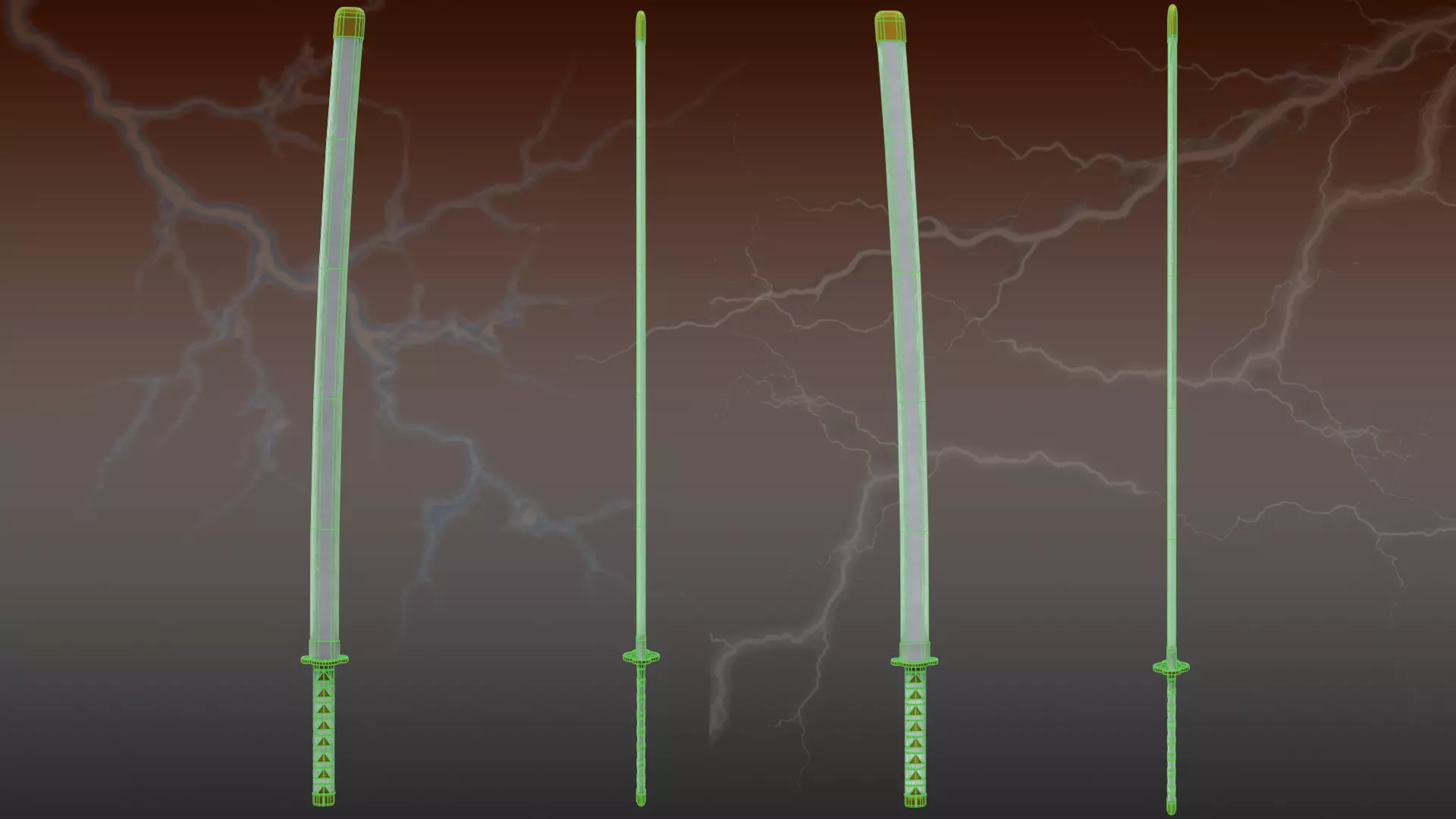 Demon Slayer Zenitsu Agatsuma Nichrin Sword Low-poly 3D model_14