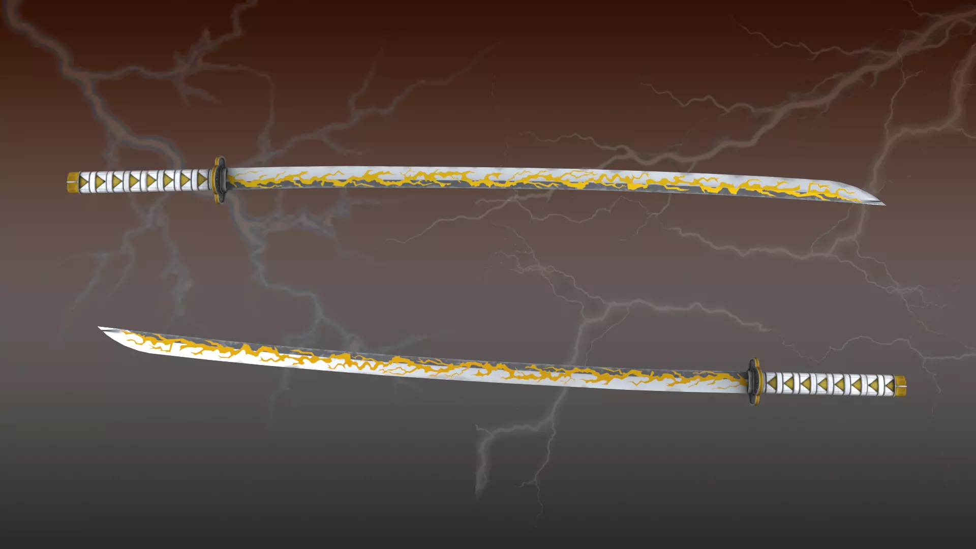 Demon Slayer Zenitsu Agatsuma Nichrin Sword Low-poly 3D model_3