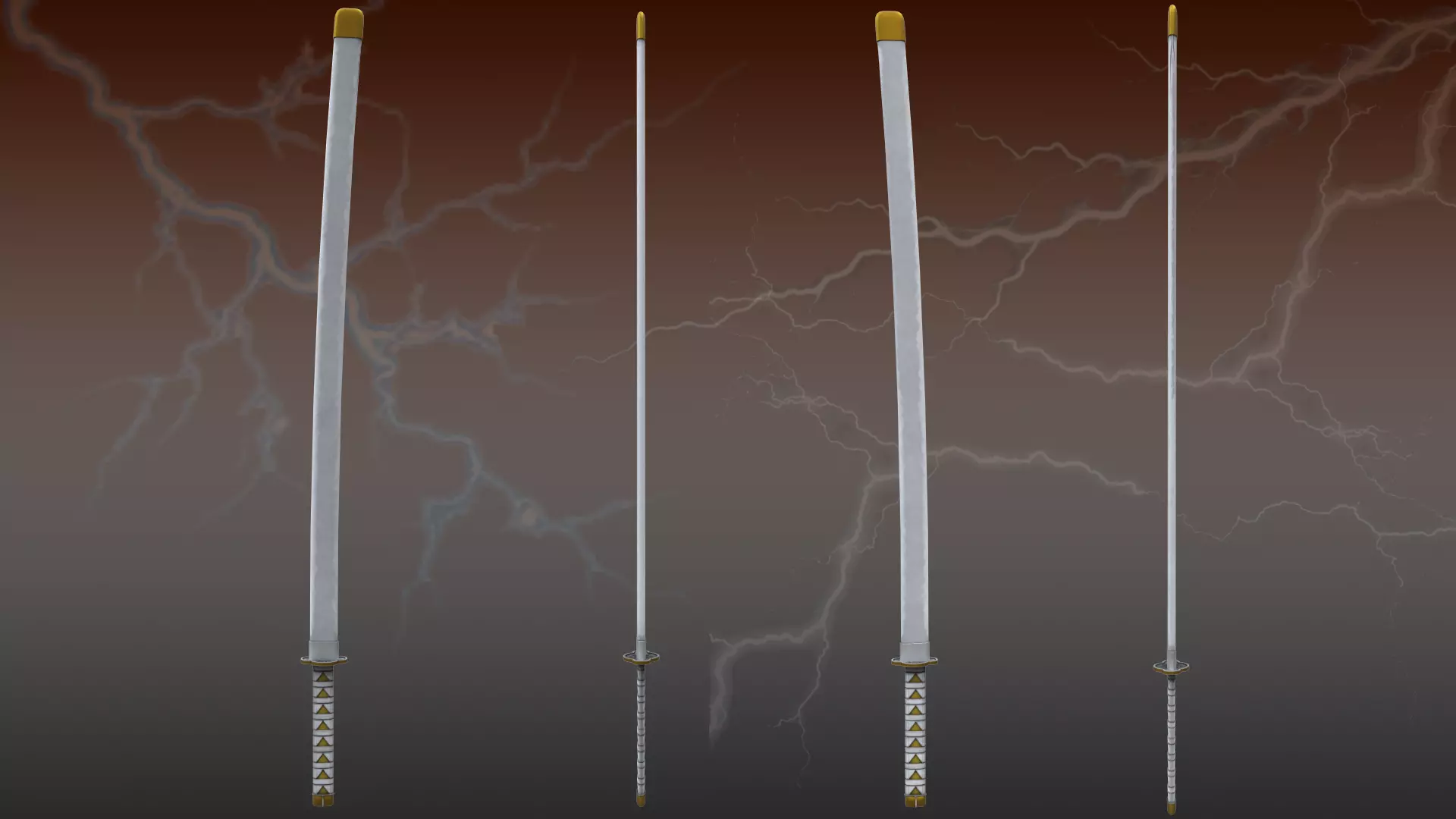 Demon Slayer Zenitsu Agatsuma Nichrin Sword Low-poly 3D model_13