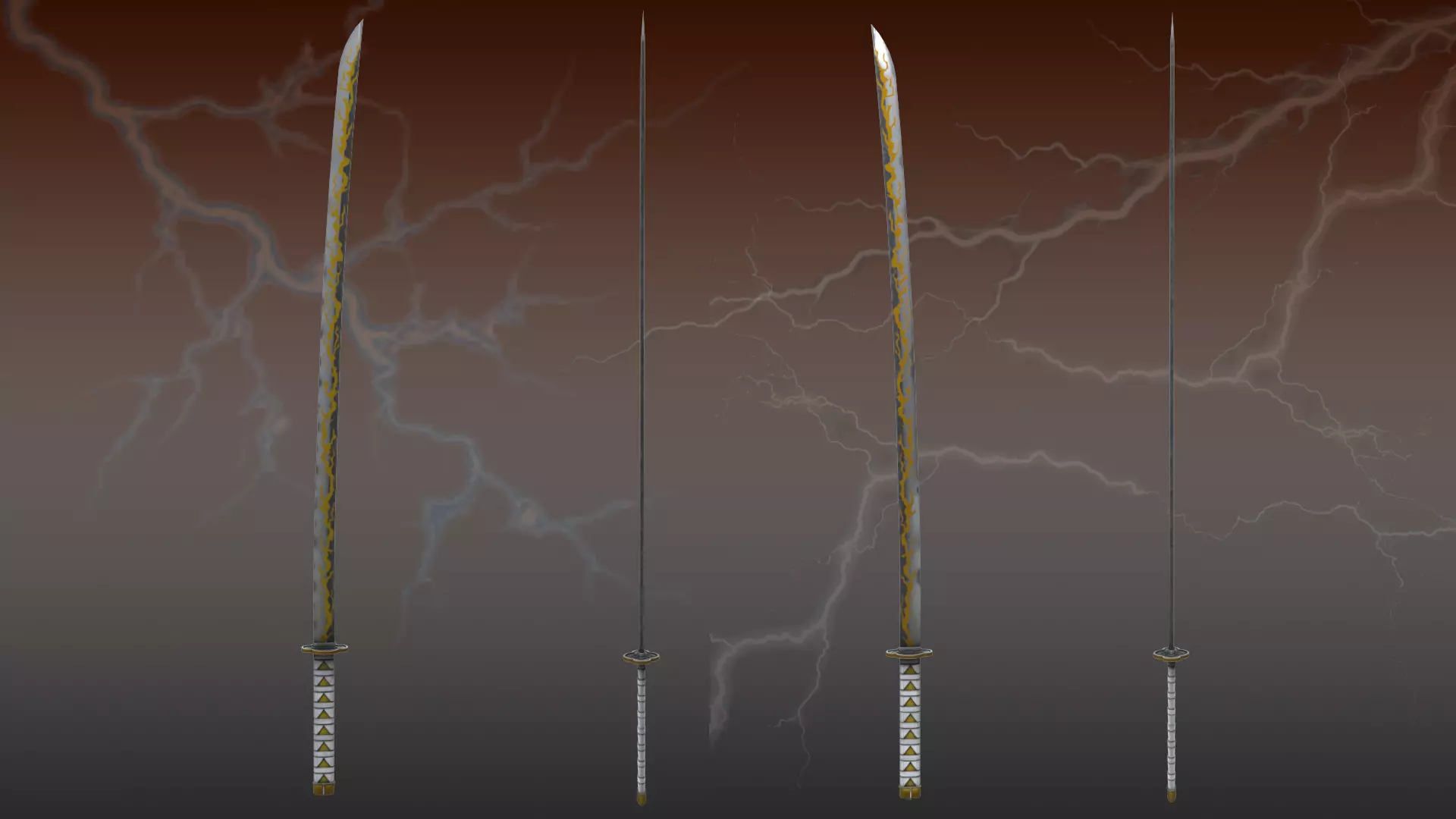 Demon Slayer Zenitsu Agatsuma Nichrin Sword Low-poly 3D model_11