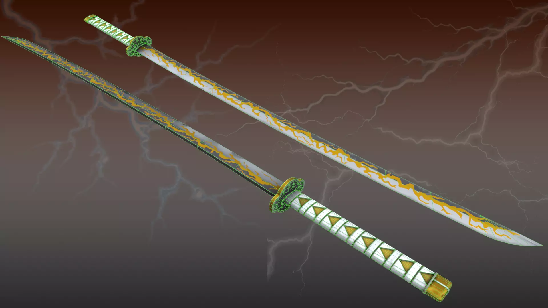 Demon Slayer Zenitsu Agatsuma Nichrin Sword Low-poly 3D model_8