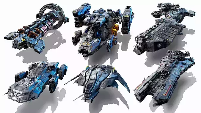 SF Vehicles - PACK01 Low-poly 3D model
