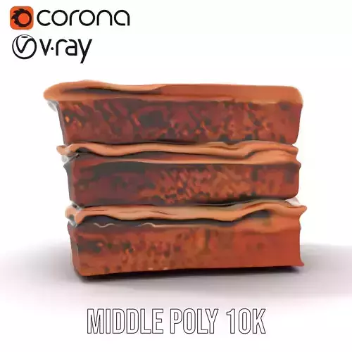 Triple Layer Chocolate Cake model pack Low-poly 3D model 5