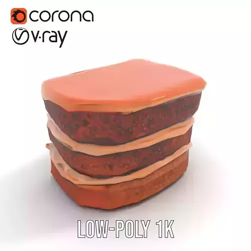 Triple Layer Chocolate Cake model pack Low-poly 3D model 7