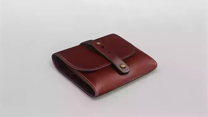 Compact Leather Wallet 3D Model 3D model