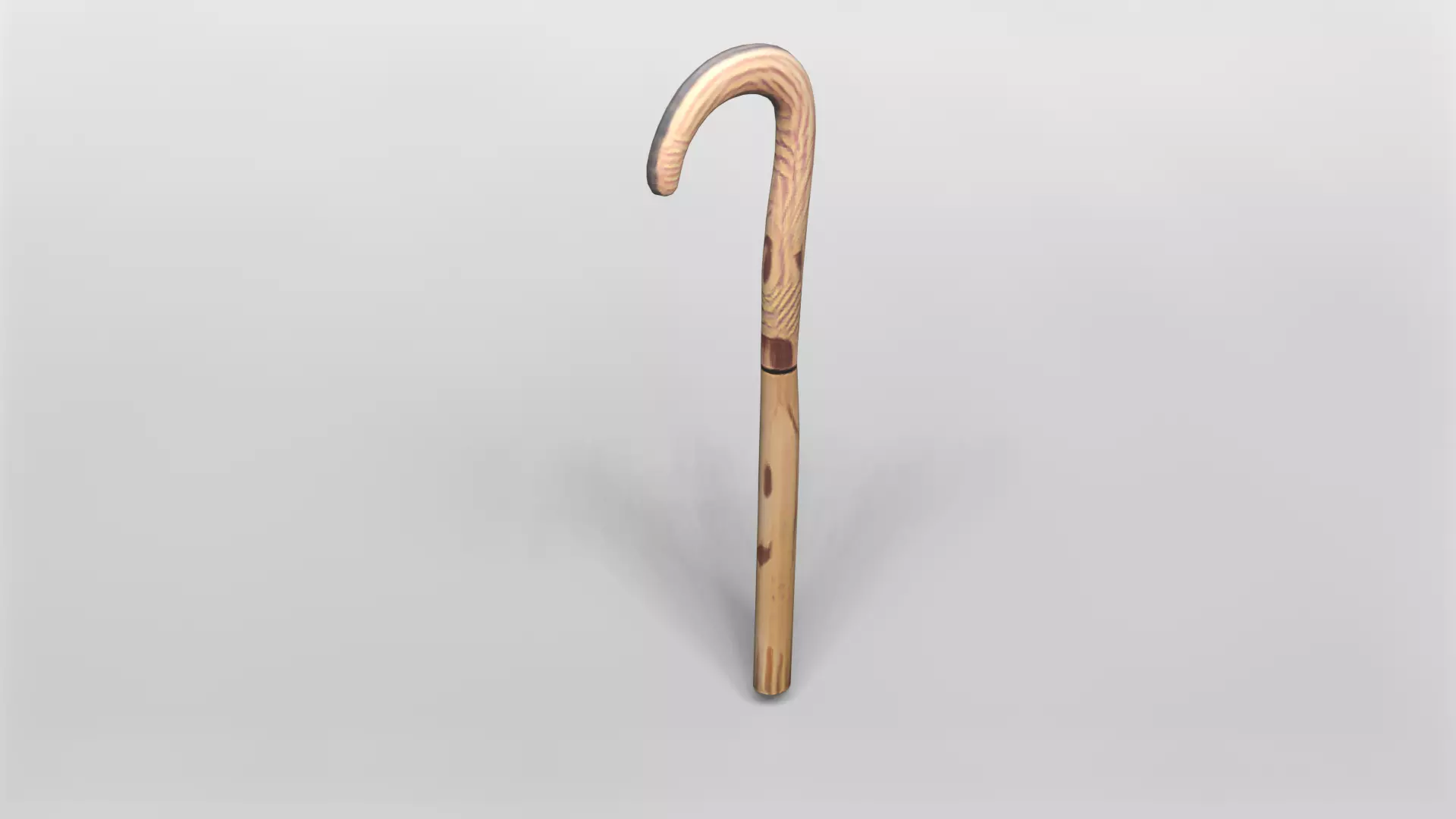 Elegant Wooden Cane 3D Model 3D model_0