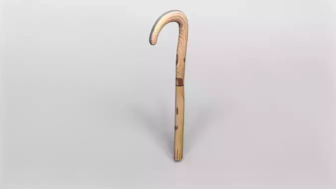 Elegant Wooden Cane 3D Model