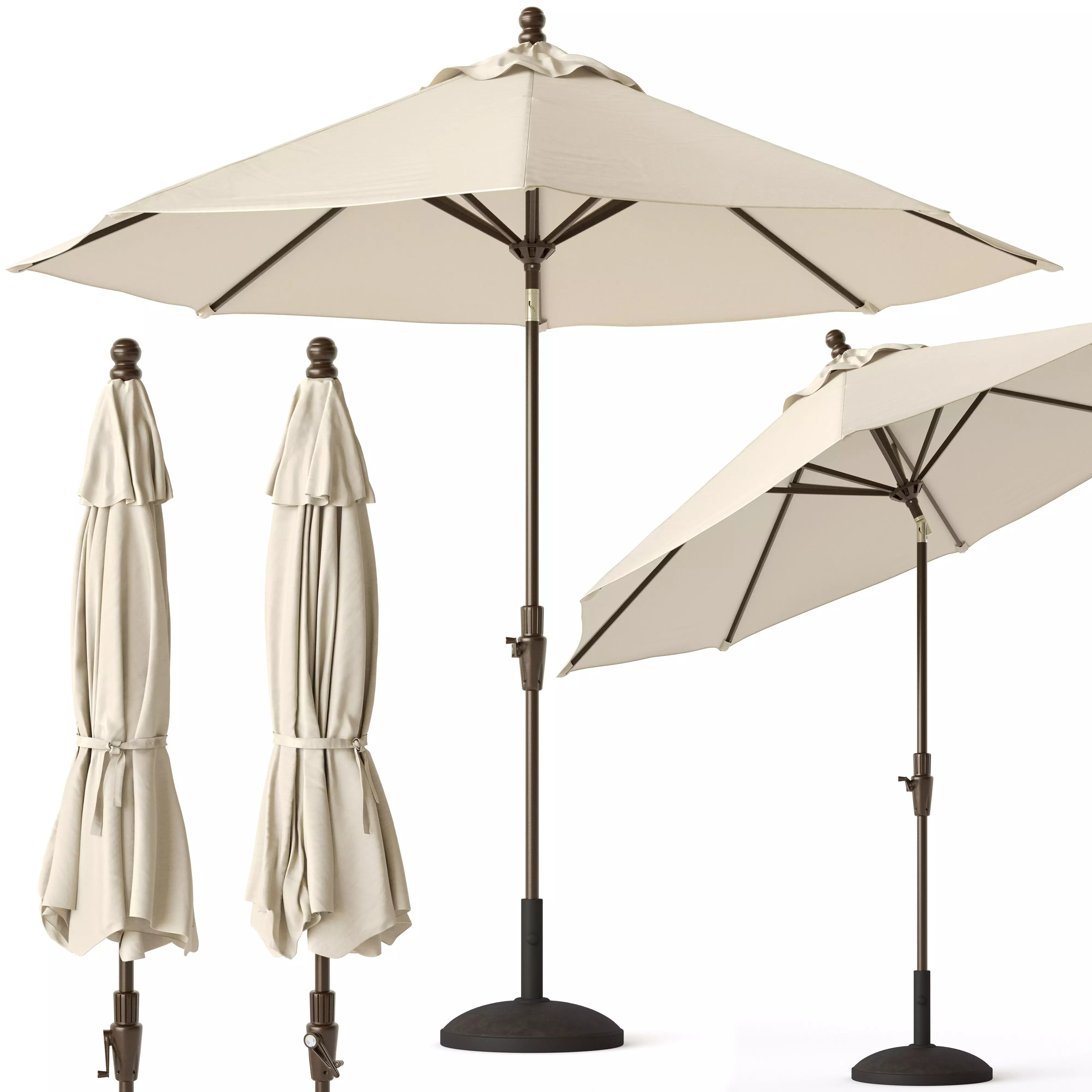 Round Patio Umbrella Pottery Barn 3D model