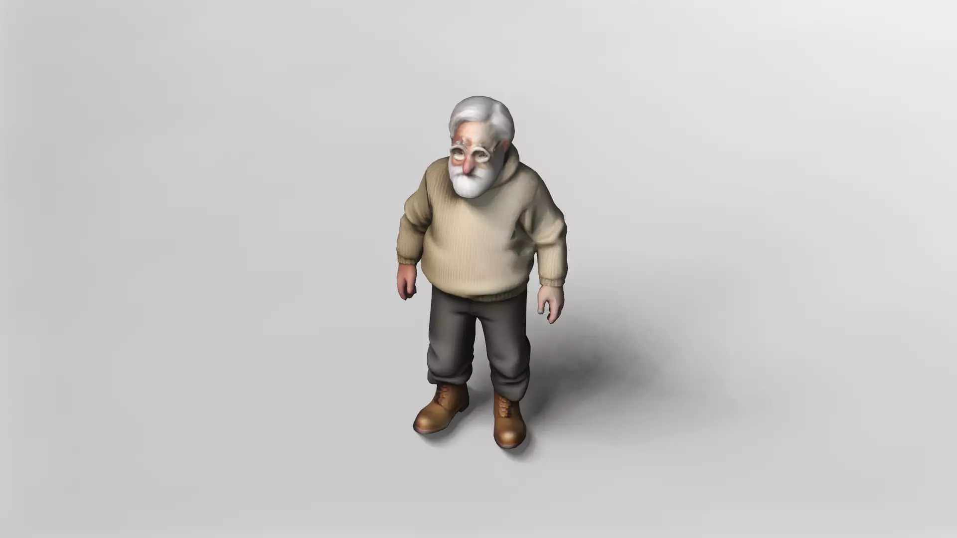 Stylized Elderly Man in Cozy Sweater 3D Model 3D model_1