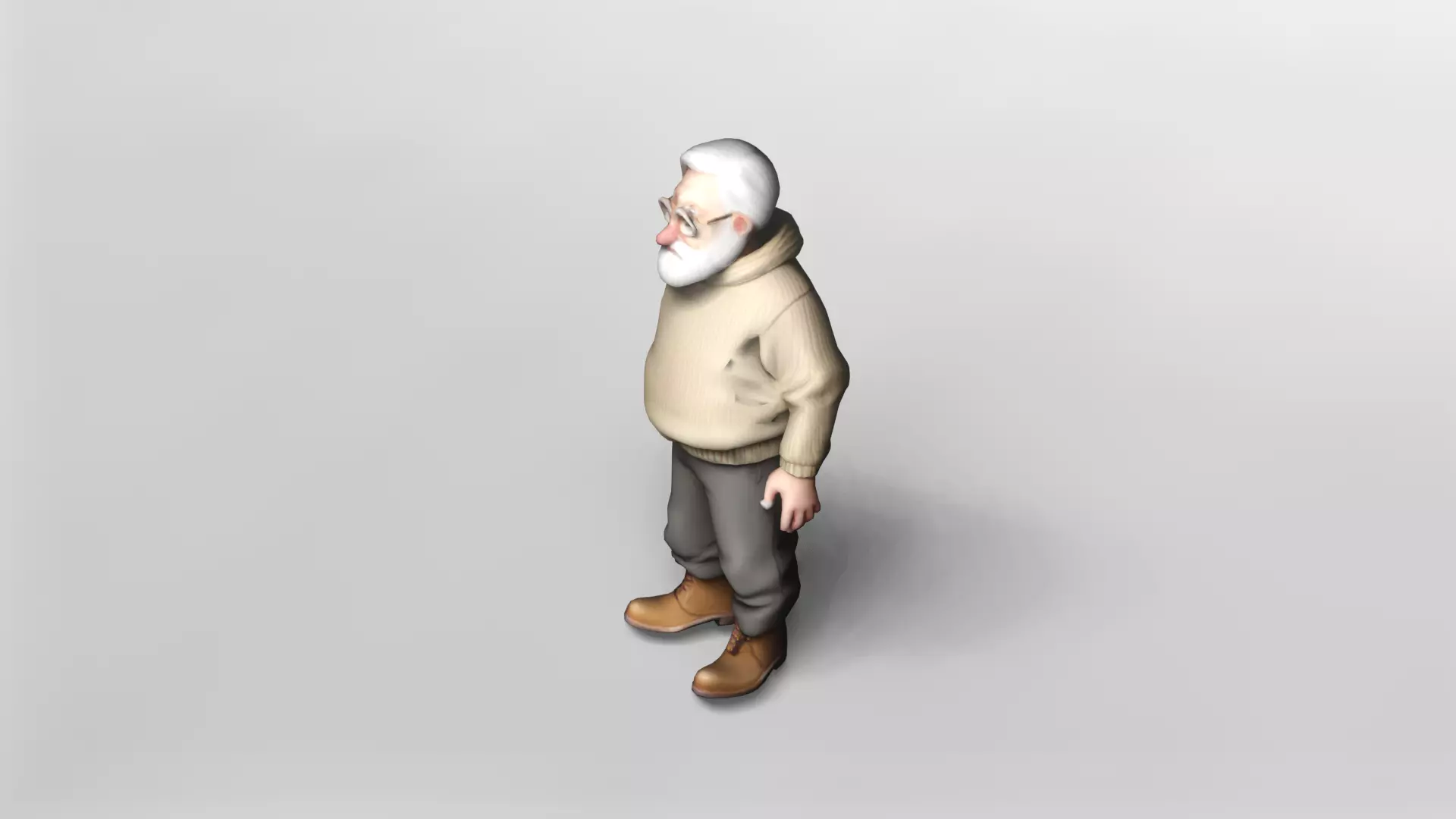 Stylized Elderly Man in Cozy Sweater 3D Model 3D model_2