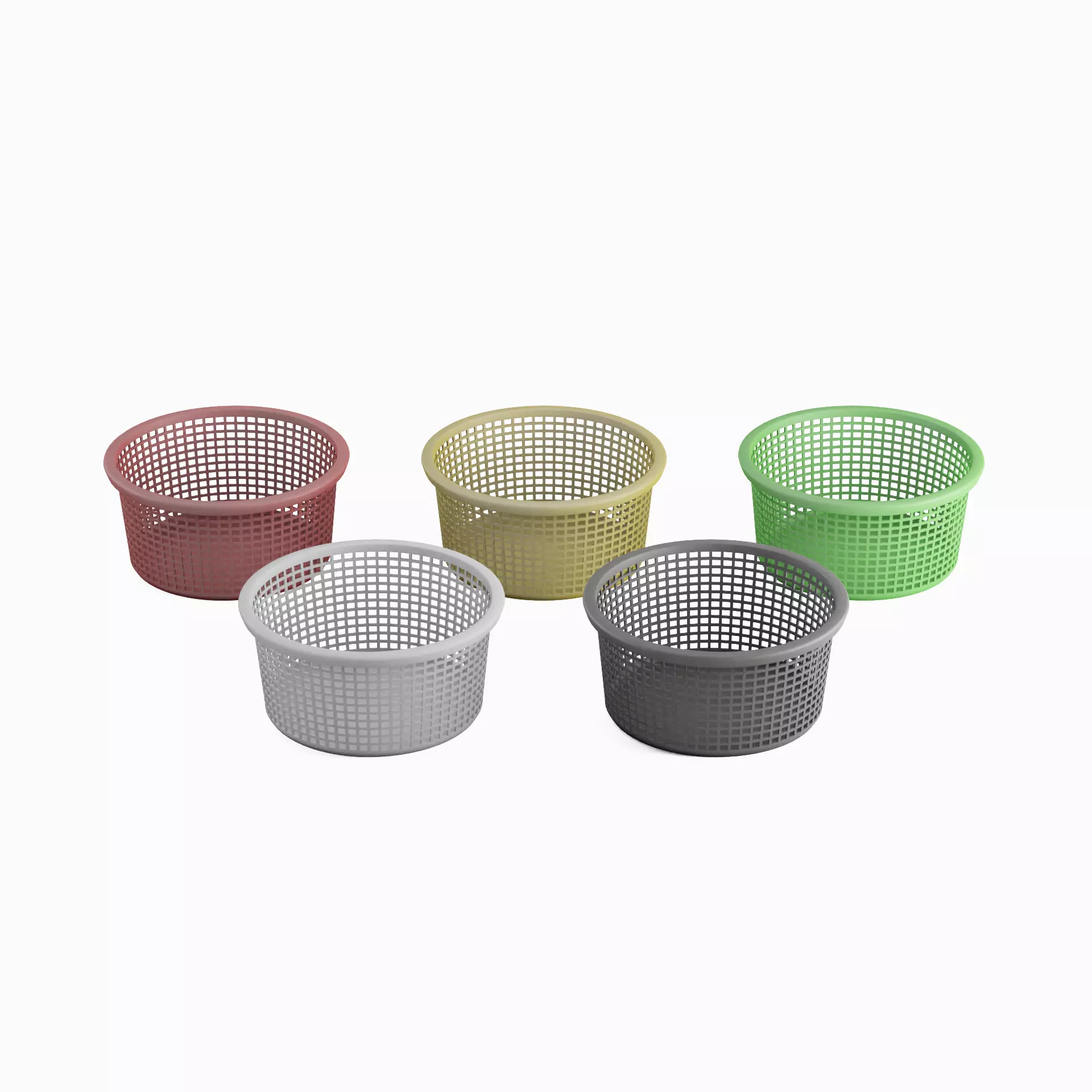 Laundry Plastic Basket Set Low-poly 3D model_0