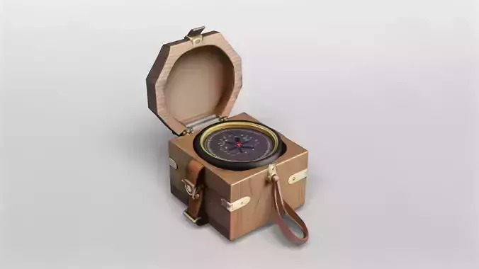 Vintage Wooden Portable Gramophone 3D Model