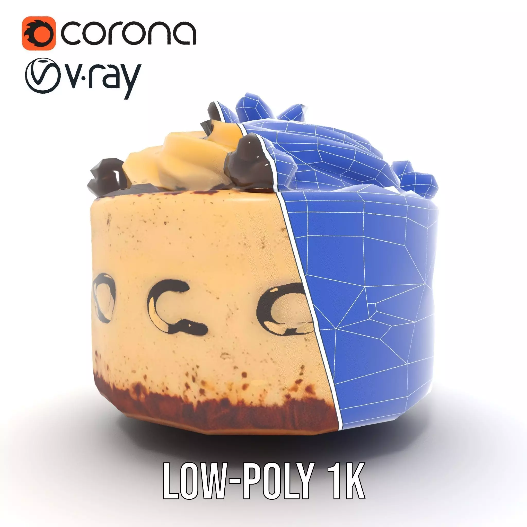 Vanilla Mocha Cake model pack Low-poly 3D model_26