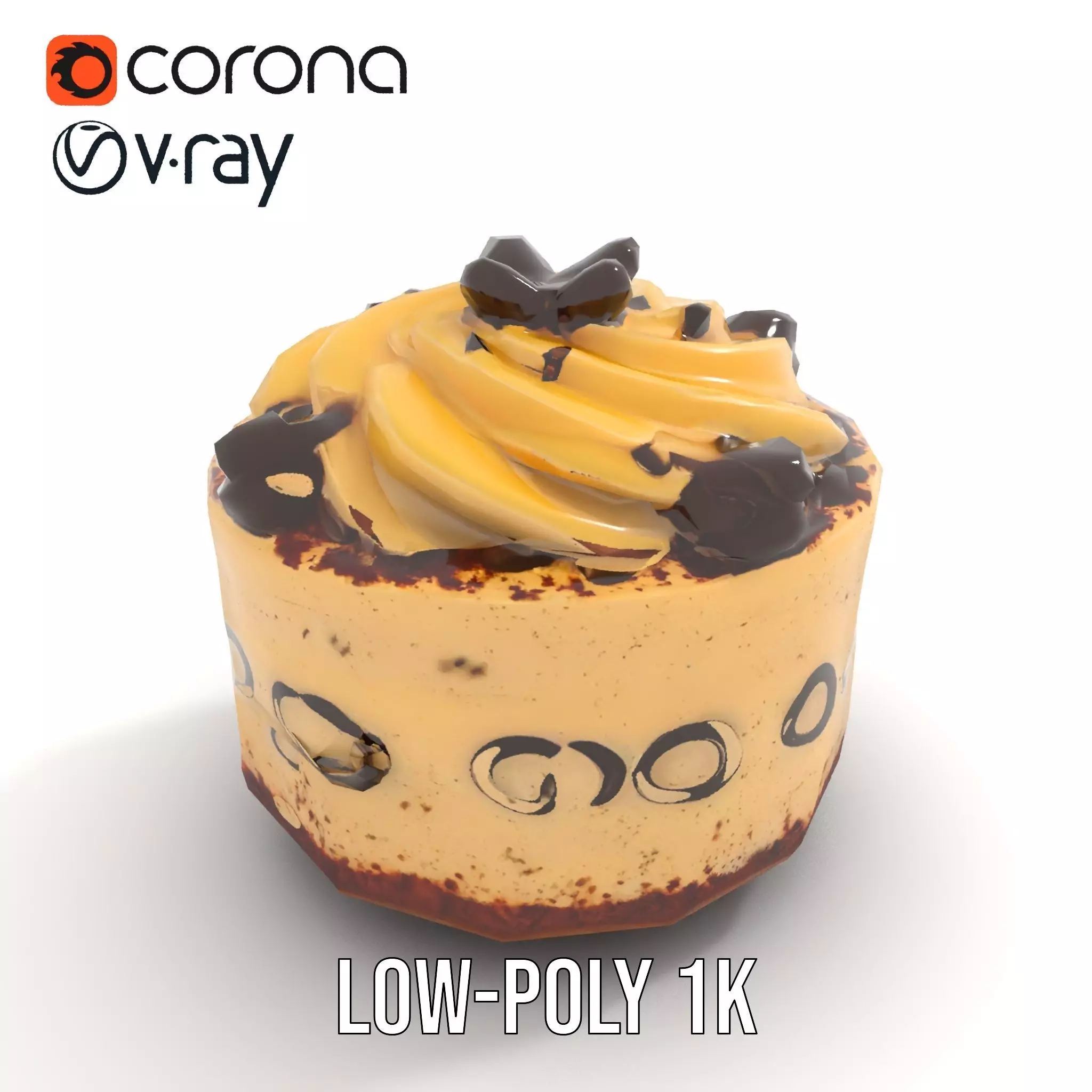 Vanilla Mocha Cake model pack Low-poly 3D model_8
