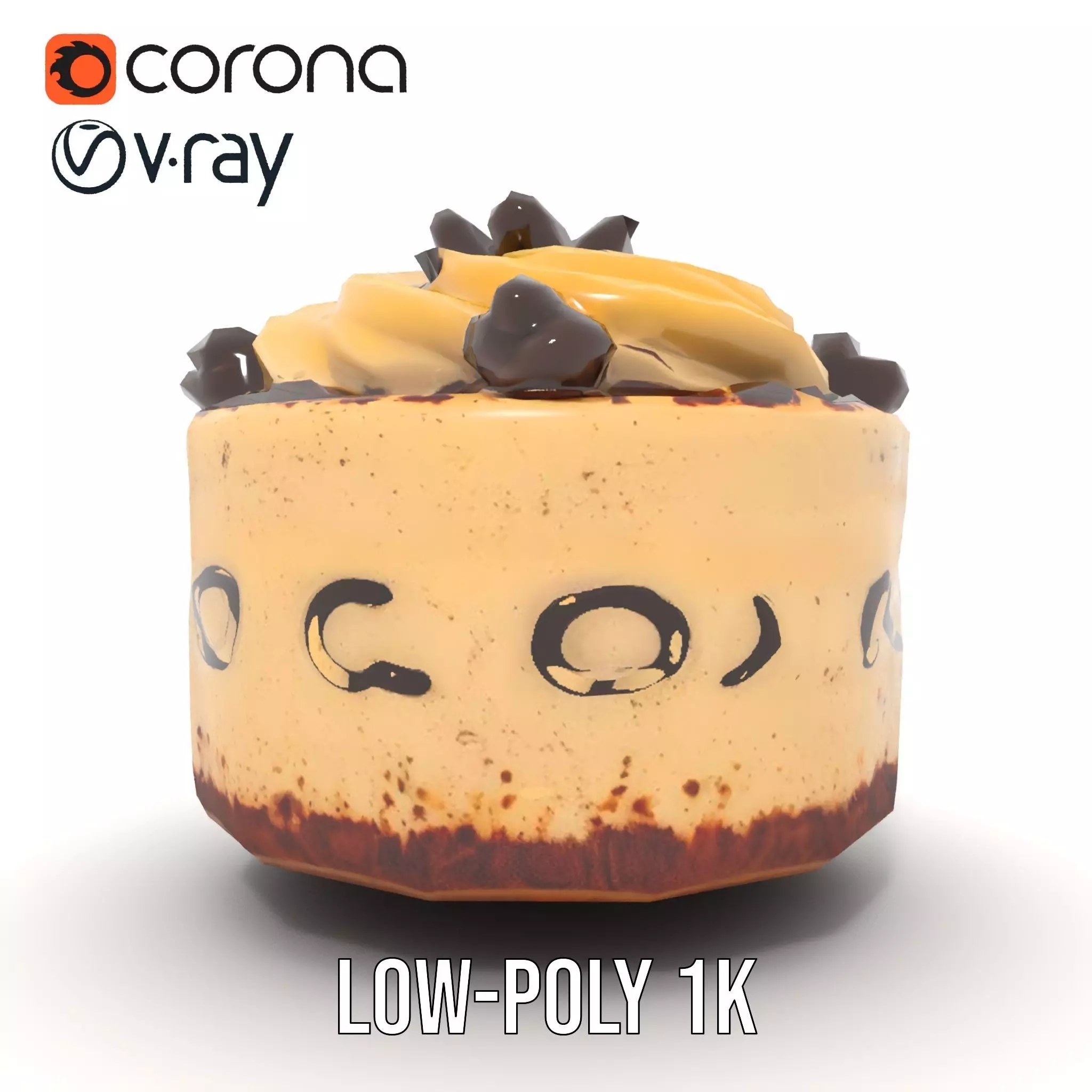 Vanilla Mocha Cake model pack Low-poly 3D model_13