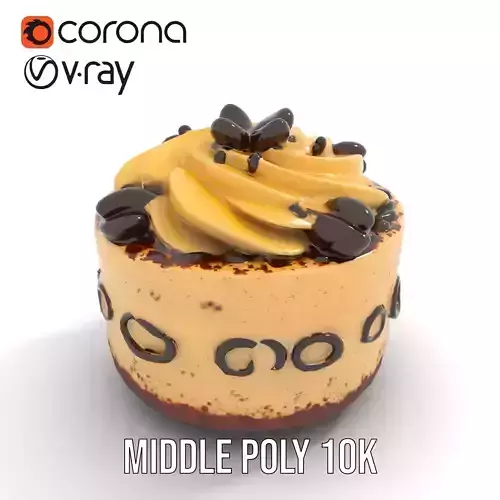 Vanilla Mocha Cake model pack Low-poly 3D model 5