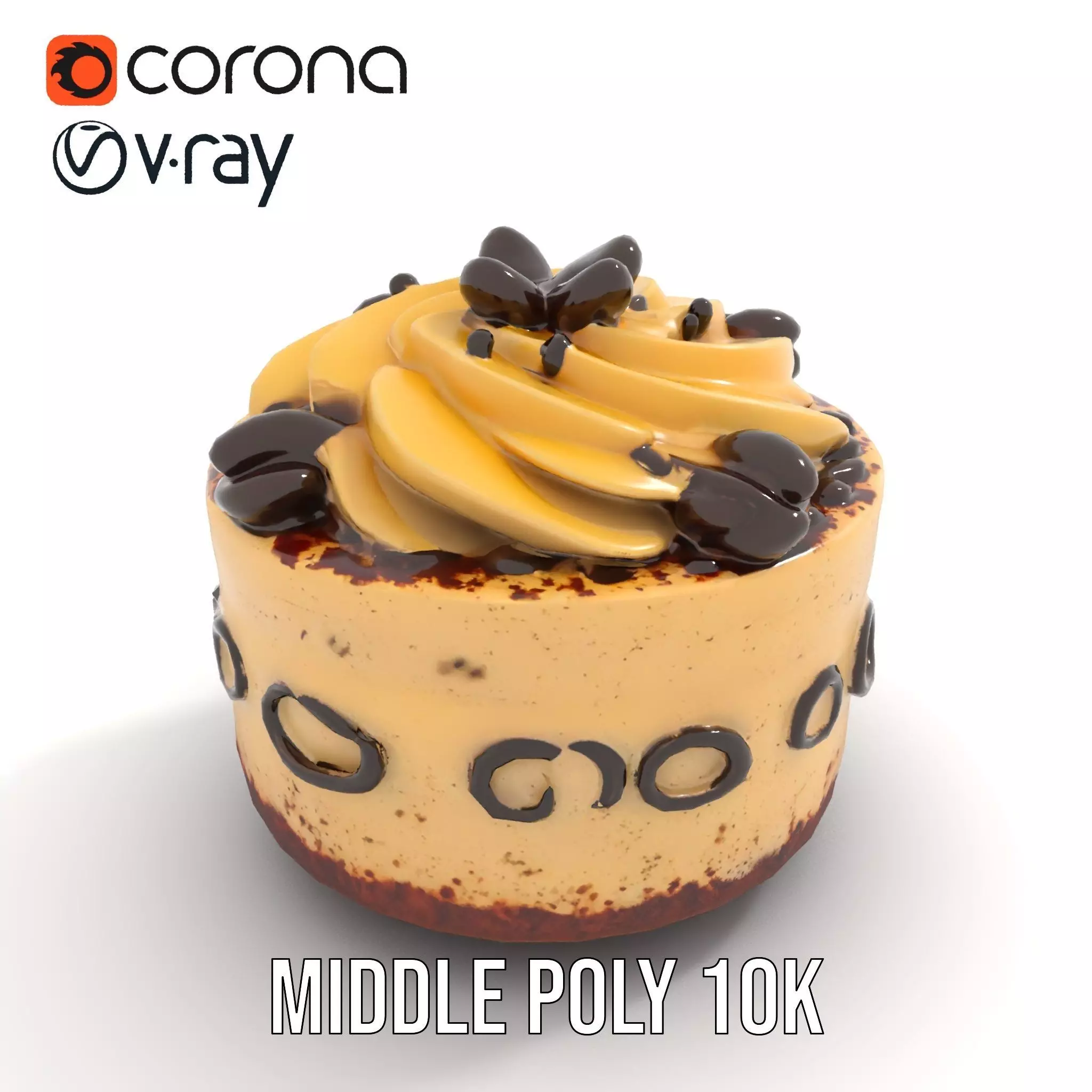 Vanilla Mocha Cake model pack Low-poly 3D model_6