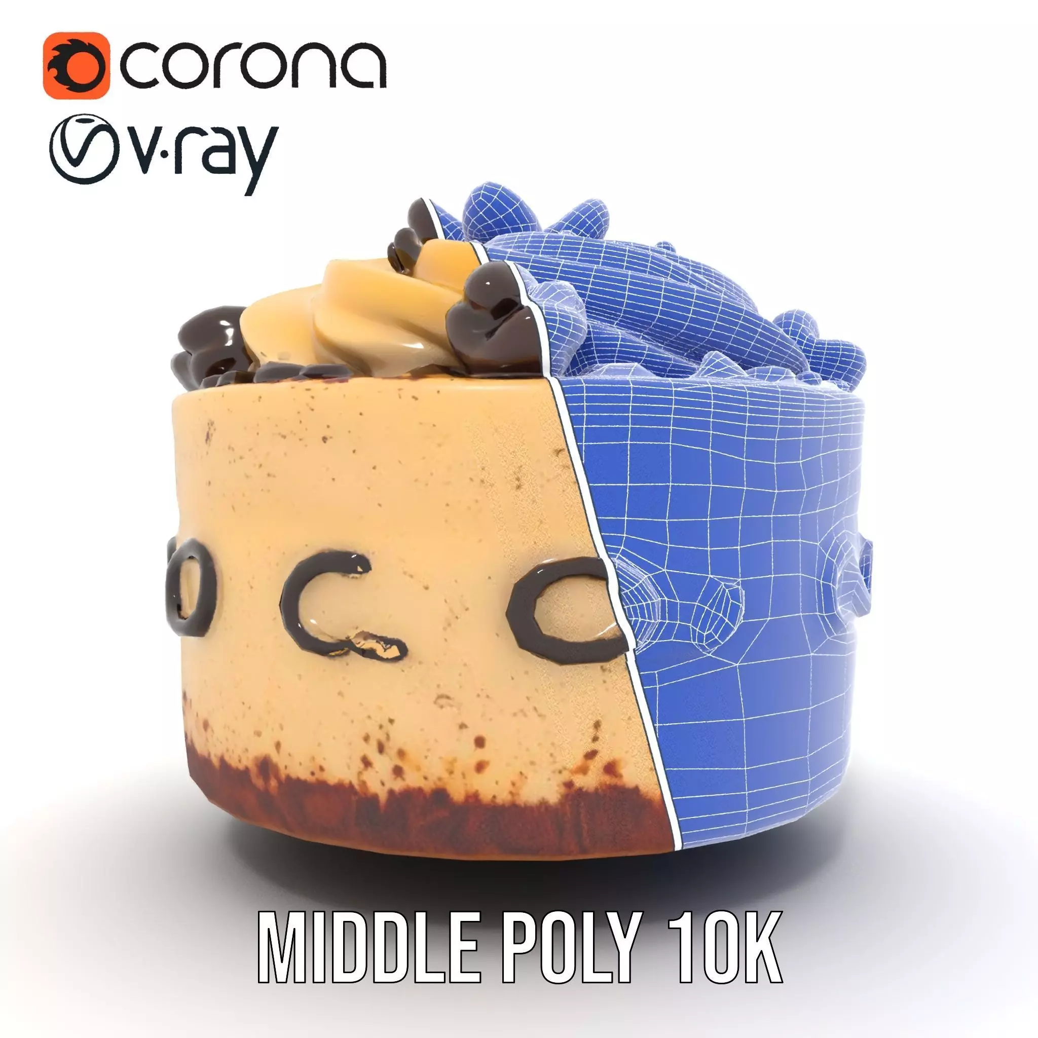 Vanilla Mocha Cake model pack Low-poly 3D model_22