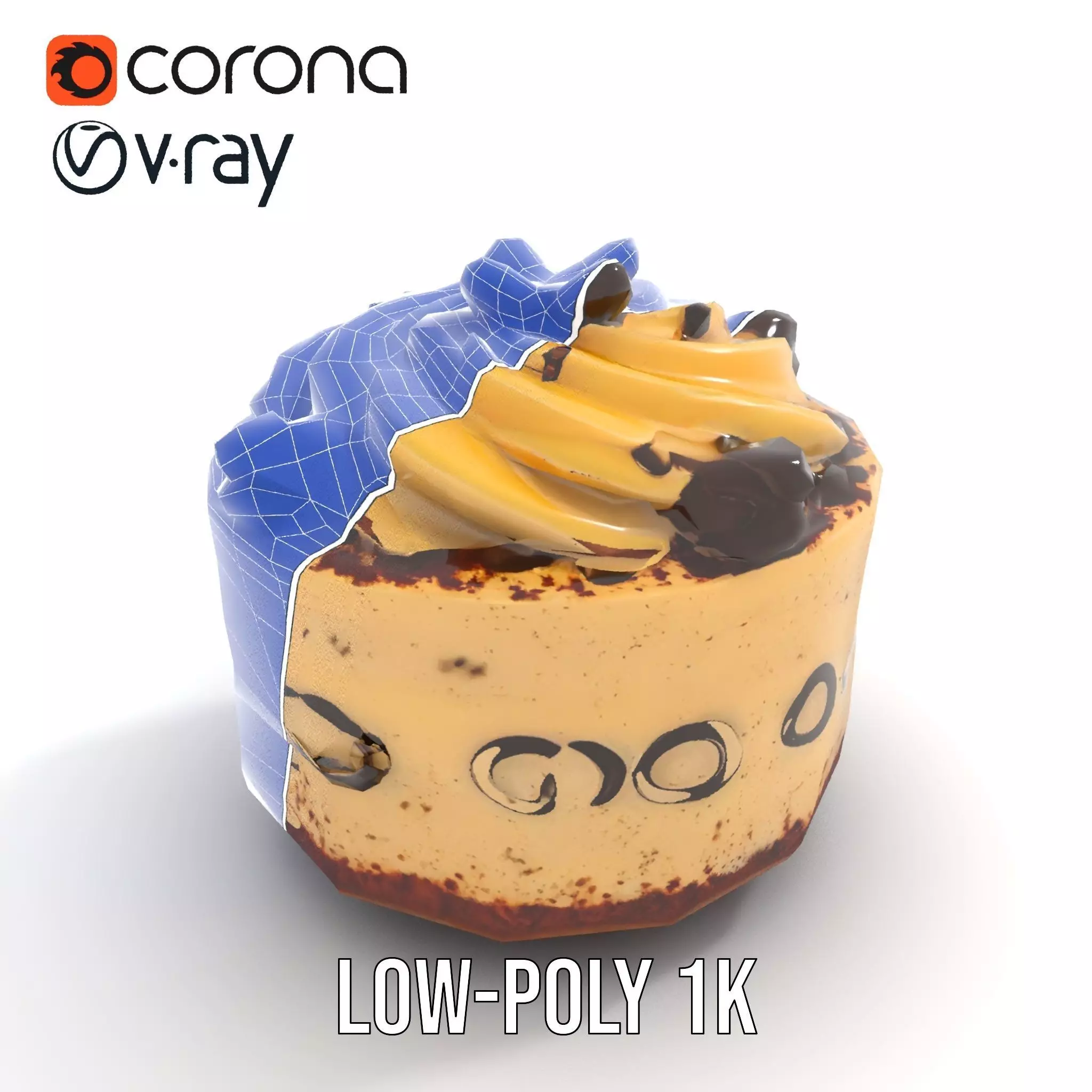Vanilla Mocha Cake model pack Low-poly 3D model_15