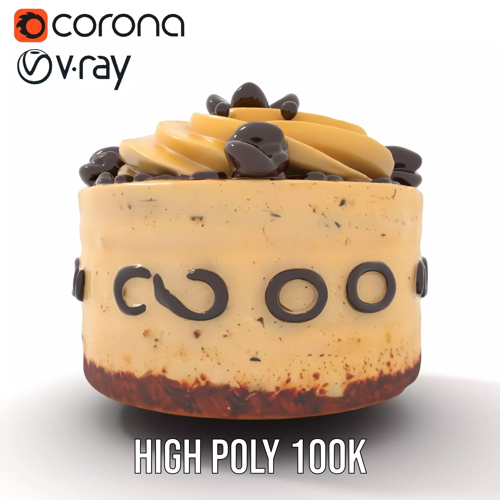 Vanilla Mocha Cake model pack Low-poly 3D model_24