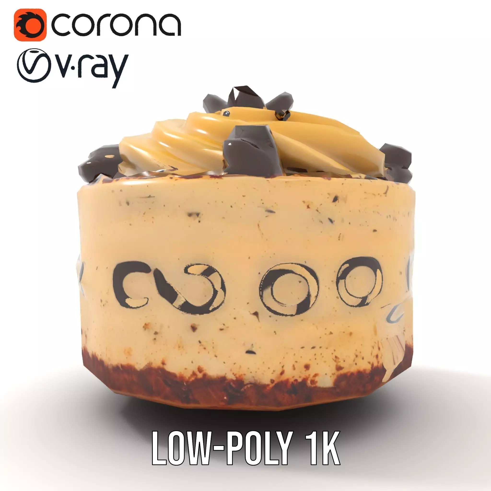 Vanilla Mocha Cake model pack Low-poly 3D model_17