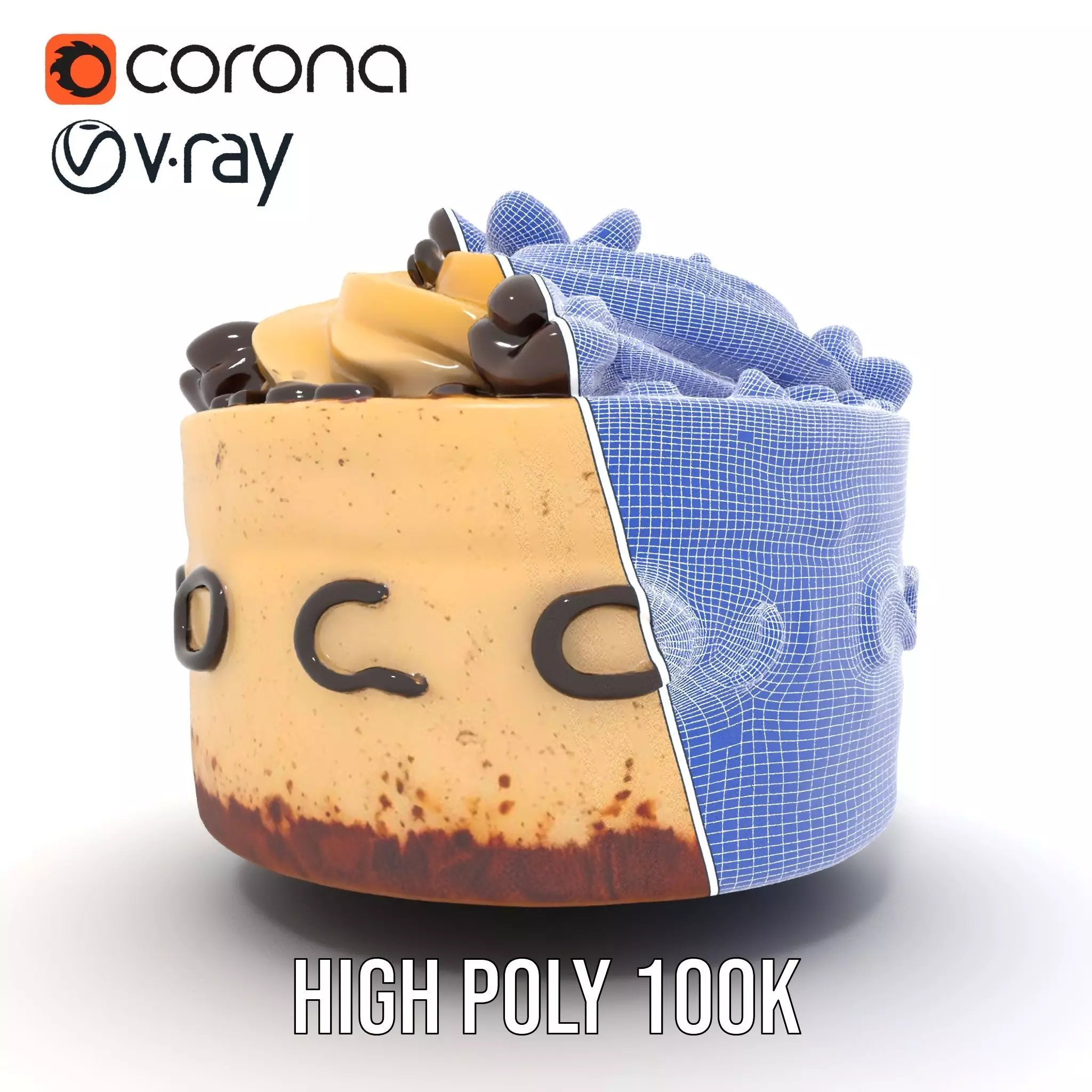 Vanilla Mocha Cake model pack Low-poly 3D model_35