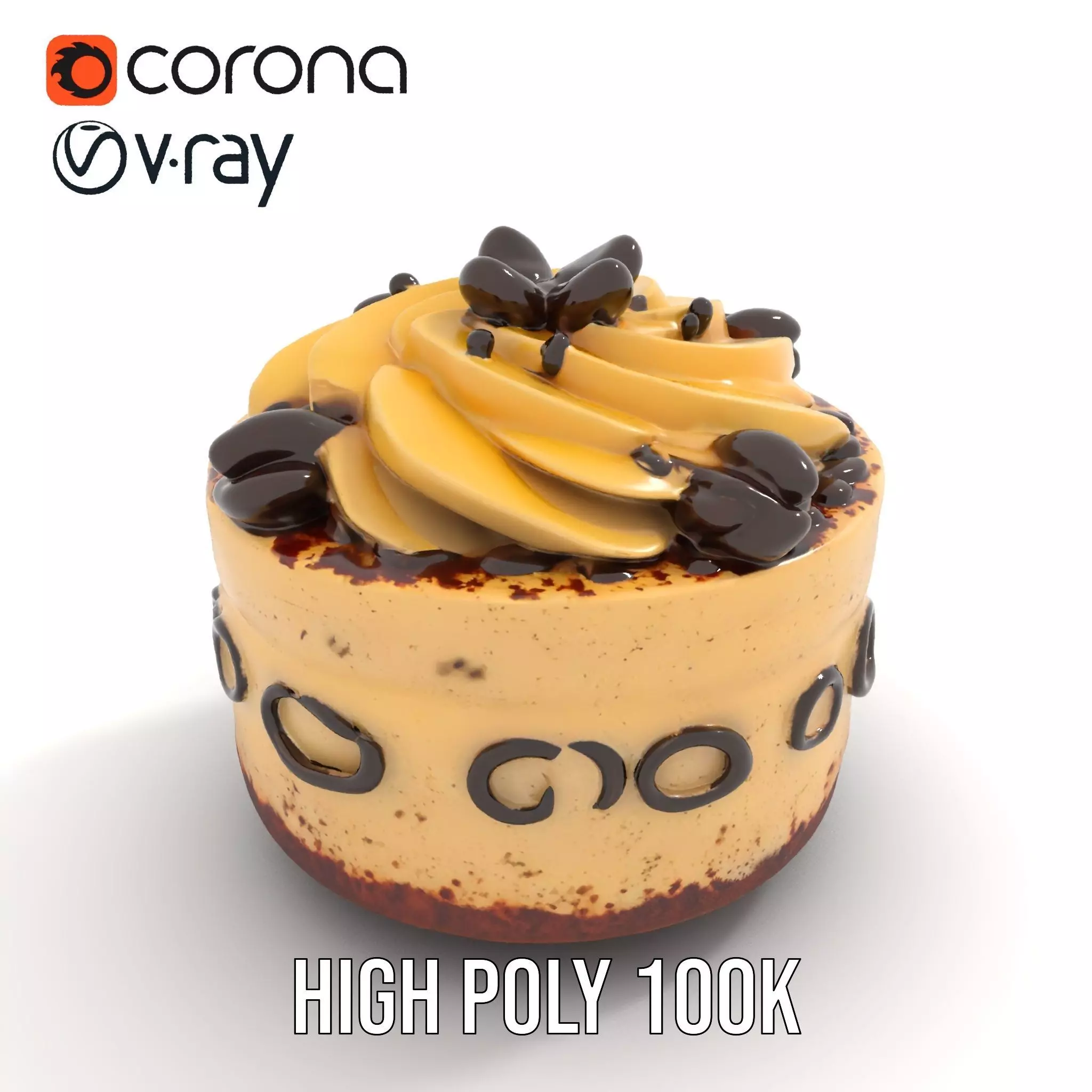 Vanilla Mocha Cake model pack Low-poly 3D model_18